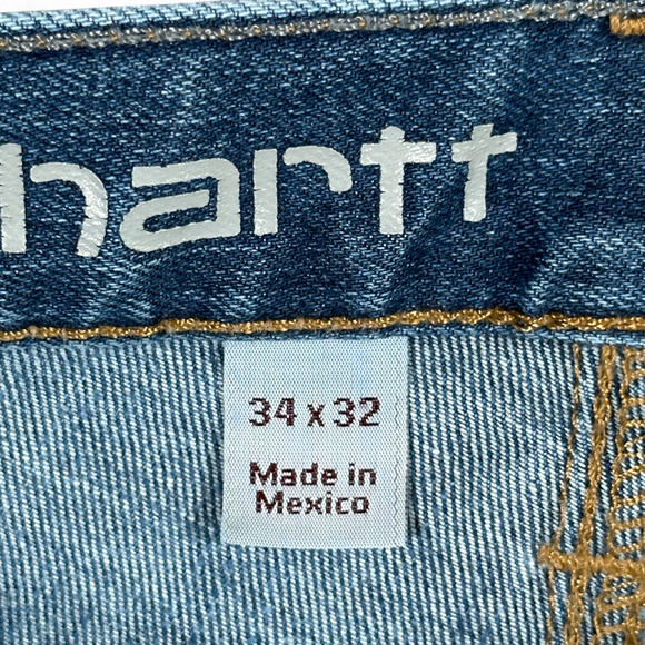 Carhartt Jeans Mens 36x33 Blue Rugged Flex Relaxed Straight Dark Wash 34x32 Tag - Picture 7 of 11